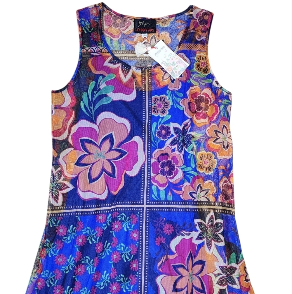 JOHNNY WAS Mazzy Midi Embroiderd Dress NWT Size S Vibrant Colorful - Picture 8 of 12